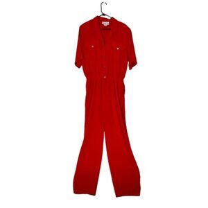 Vintage 1990's Saint Germain Paris Pockets One Piece Jumpsuit Women Size XL‎ Red